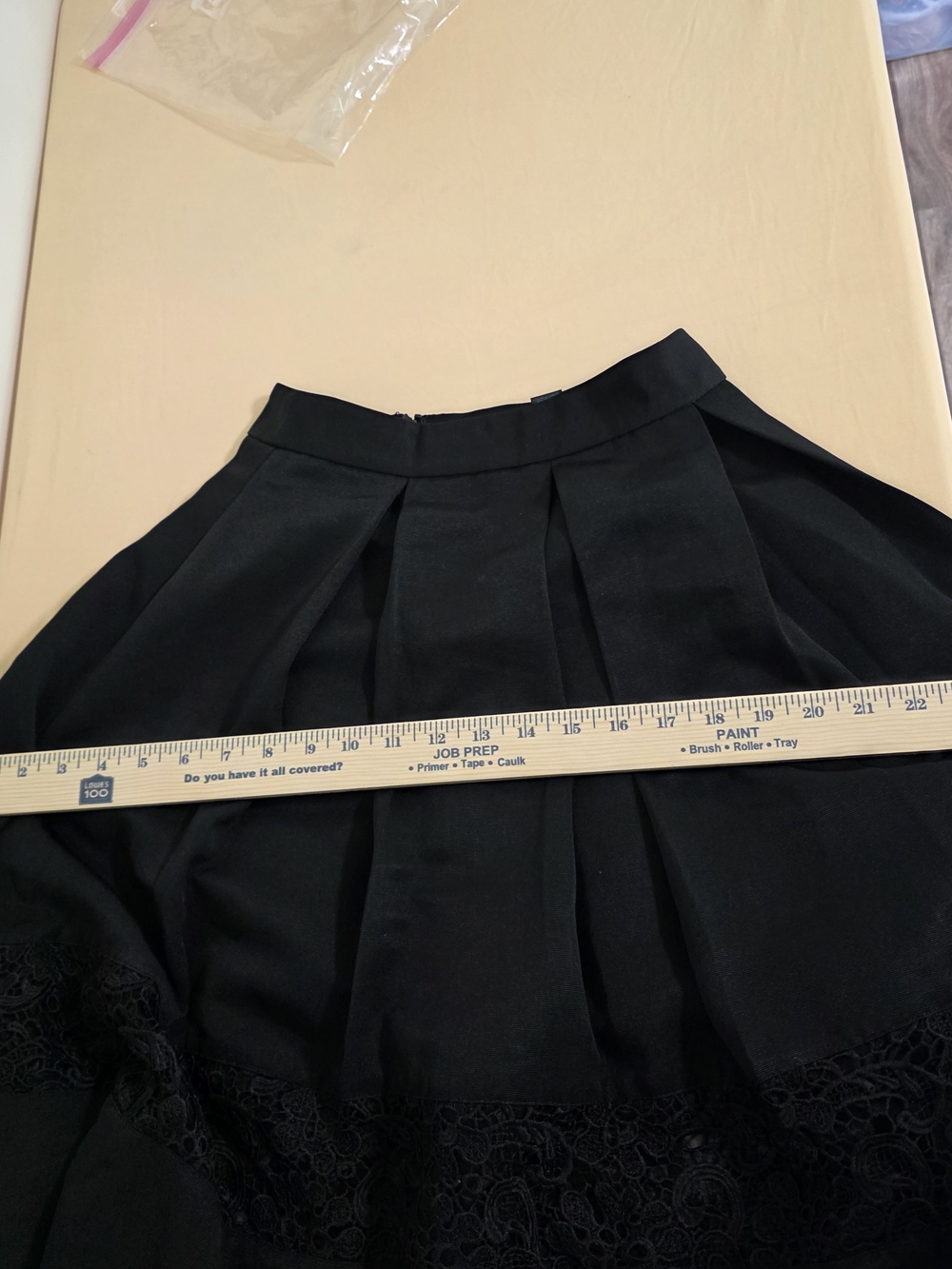 Express Black Pleated Lined A-Line Midi Skirt with Crochet Lace Inset Witchy - Picture 8 of 9